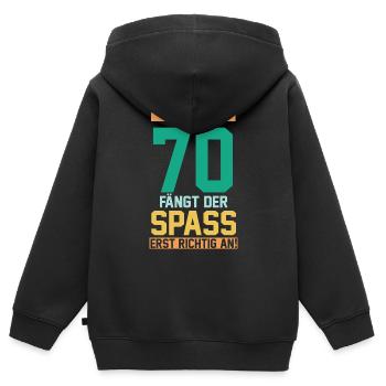 Siebzig Siebzigster 70 Jahre Geburtstag - Kinder Premium Organic Zip Hoodie - Schwarz - Hinten - AI Model Kid Male (0cm)
