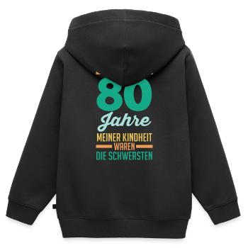 Achtzig Achtzigster 80 Jahre Geburtstag - Kinder Premium Organic Zip Hoodie - Schwarz - Hinten - AI Model Kid Male (0cm)