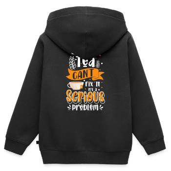 Teetrinker Teebeutel Trinken - Kinder Premium Organic Zip Hoodie - Schwarz - Hinten - AI Model Kid Male (0cm)