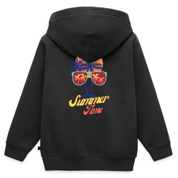 Heure d’été II - Sweat Premium à capuche zippé enfant bio - noir - Dos - AI Model Kid Male (0cm)