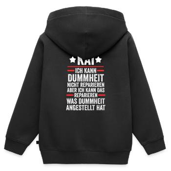 Kai - Kinder Premium Organic Zip Hoodie - Schwarz - Hinten - AI Model Kid Male (0cm)