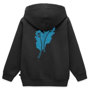 Plumes de paon - Sweat Premium à capuche zippé enfant bio - noir - Dos - AI Model Kid Male (0cm)