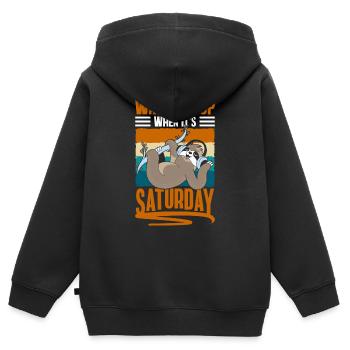 Chillen Rumhängen Gemütlich Hängen - Kinder Premium Organic Zip Hoodie - Schwarz - Hinten - AI Model Kid Male (0cm)