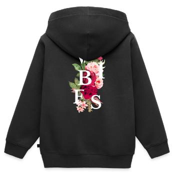 Vibes flowers - Sweat Premium à capuche zippé enfant bio - noir - Dos - AI Model Kid Male (0cm)