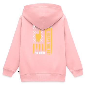 Laine d’animaux de ferme de chameau - Sweat Premium à capuche zippé enfant bio - rose - Dos - AI Model Kid Female (0cm)