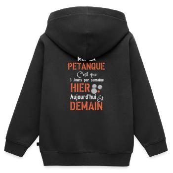 En vrai moi la Pétanque - Sweat Premium à capuche zippé enfant bio - noir - Dos - AI Model Kid Male (0cm)