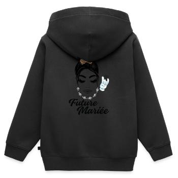 Enterrement de vie de garçon EVG Future Marié - Sweat Premium à capuche zippé enfant bio - noir - Dos - AI Model Kid Male (0cm)