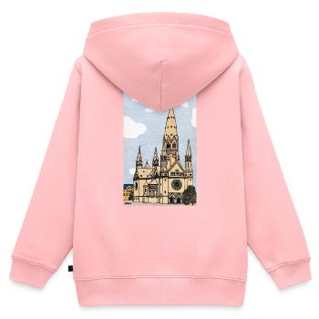 Kaiser Wilhelm Gedächtniskirche Berlin - Kinder Premium Organic Zip Hoodie - Rosa - Hinten - AI Model Kid Female (0cm)