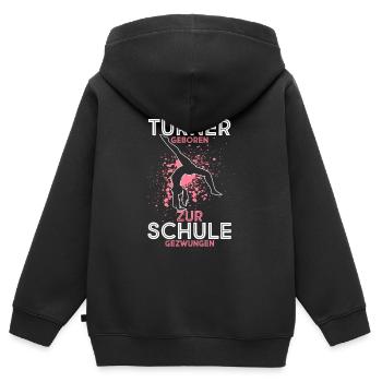Turnen Besser als Schule Gymnsatik Sport Trainer T - Kinder Premium Organic Zip Hoodie - Schwarz - Hinten - AI Model Kid Male (0cm)