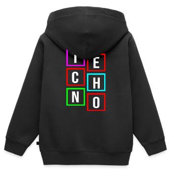 Techno-Logo - Kinder Premium Organic Zip Hoodie - Schwarz - Hinten - AI Model Kid Male (0cm)