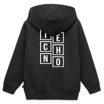 Musique Techno Square - Sweat Premium à capuche zippé enfant bio - noir - Dos - AI Model Kid Male (0cm)
