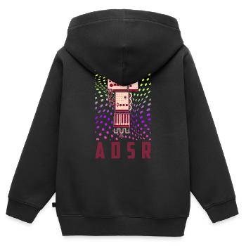 Synthesizer Synth Keyboard Elektronische Musiker - Kinder Premium Organic Zip Hoodie - Schwarz - Hinten - AI Model Kid Male (0cm)
