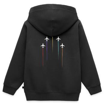 Farbige Freileitungen - Kinder Premium Organic Zip Hoodie - Schwarz - Hinten - AI Model Kid Male (0cm)