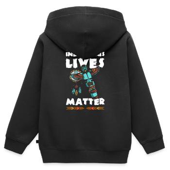 Indianisch Schädel Apache Häuptling - Kinder Premium Organic Zip Hoodie - Schwarz - Hinten - AI Model Kid Male (0cm)