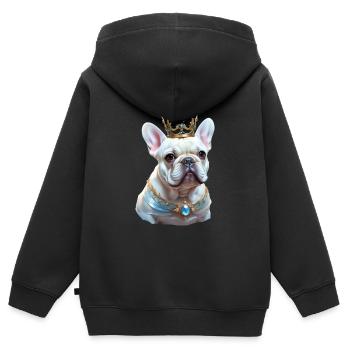 Tête de bouledogue français sur chemise et accès - Sweat Premium à capuche zippé enfant bio - noir - Dos - AI Model Kid Male (0cm)