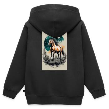 cheval sous la pleine lune - Sweat Premium à capuche zippé enfant bio - noir - Dos - AI Model Kid Male (0cm)
