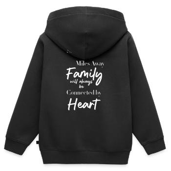 side by side or miles away family will always love - Kids Premium Organic Zip-up Hoodie - black - Back - AI Model Kid Male (0cm)