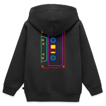 Cassette - Mixtape Audio Cassette Magnétique rétro - Sweat Premium à capuche zippé enfant bio - noir - Dos - AI Model Kid Male (0cm)