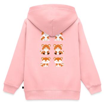 Renard amour Petit panda roux - Sweat Premium à capuche zippé enfant bio - rose - Dos - AI Model Kid Female (0cm)