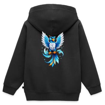 Phönix - Phönix - Feuervogel - Kinder Premium Organic Zip Hoodie - Schwarz - Hinten - AI Model Kid Male (0cm)