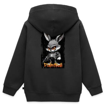 Bunny Rabbit spielt tollwütigen Paintball, verzweifeltes BG - Kinder Premium Organic Zip Hoodie - Schwarz - Hinten - AI Model Kid Male (0cm)