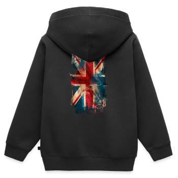 Vintage Union Jack - Sweat Premium à capuche zippé enfant bio - noir - Dos - AI Model Kid Male (0cm)