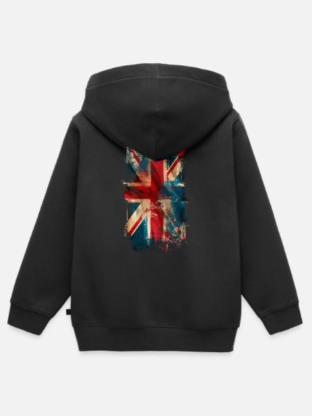 Vintage Union Jack - Kids Premium Organic Zip-up Hoodie - black