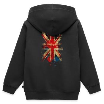 L’Union Jack - Sweat Premium à capuche zippé enfant bio - noir - Dos - AI Model Kid Male (0cm)