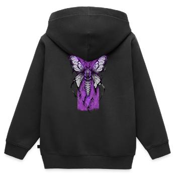 Enchanting Nocturne: Mystical Moth - Kids Premium Organic Zip-up Hoodie - black - Back - AI Model Kid Male (0cm)