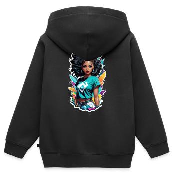 Afro Frau - Schönheit - Kinder Premium Organic Zip Hoodie - Schwarz - Hinten - AI Model Kid Male (0cm)