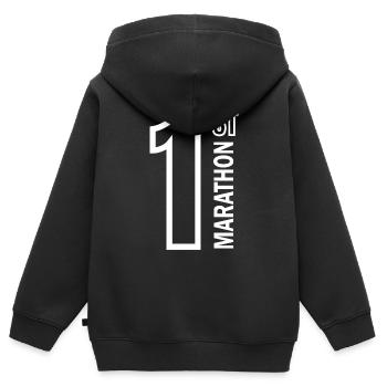 Marathon Running Jogging - Kinder Premium Organic Zip Hoodie - Schwarz - Hinten - AI Model Kid Male (0cm)