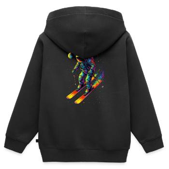 Spaceman sur les skis - Sweat Premium à capuche zippé enfant bio - noir - Dos - AI Model Kid Male (0cm)
