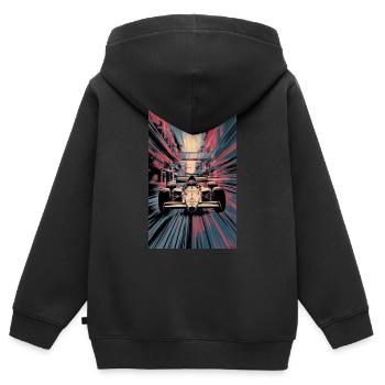 Rennauto - Kinder Premium Organic Zip Hoodie - Schwarz - Hinten - AI Model Kid Male (0cm)