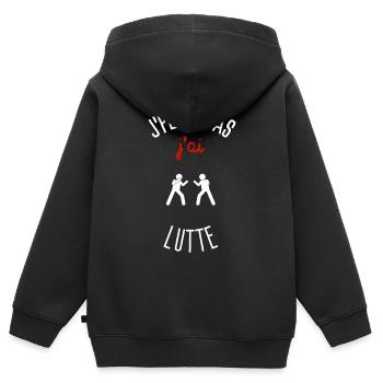 Ich kann nicht, ich habe Kampf - Kinder Premium Organic Zip Hoodie - Schwarz - Hinten - AI Model Kid Male (0cm)