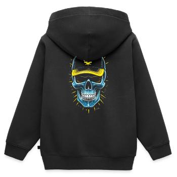 Crâne bleu hip hop casquette - Sweat Premium à capuche zippé enfant bio - noir - Dos - AI Model Kid Male (0cm)