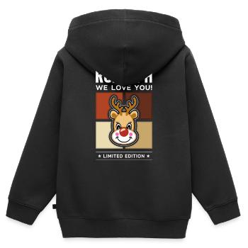 Rudolph - Kinder Premium Organic Zip Hoodie - Schwarz - Hinten - AI Model Kid Male (0cm)