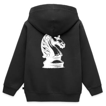 Schachbrett mit Schachfiguren König und Bauern - Kinder Premium Organic Zip Hoodie - Schwarz - Hinten - AI Model Kid Male (0cm)