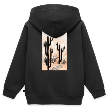 Kaktus 3 - Kinder Premium Organic Zip Hoodie - Schwarz - Hinten - AI Model Kid Male (0cm)