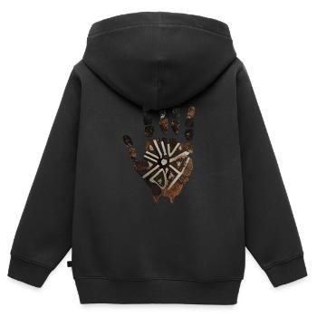 Illustration de rituel de la main - Sweat Premium à capuche zippé enfant bio - noir - Dos - AI Model Kid Male (0cm)