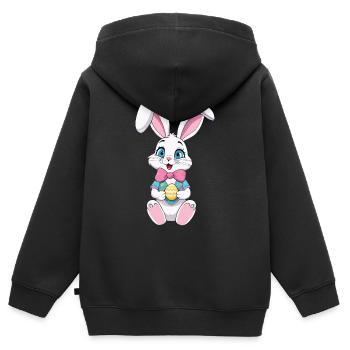 Osterhase mit Ostereiern - Kinder Premium Organic Zip Hoodie - Schwarz - Hinten - AI Model Kid Male (0cm)