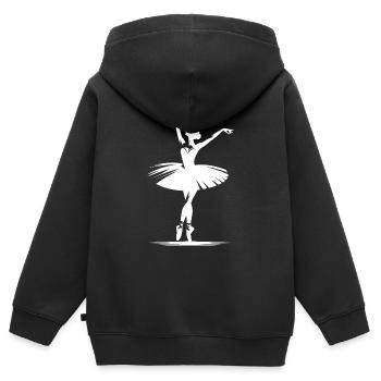Tänzerin mit Eleganz und klassischer Tanzpose - Kinder Premium Organic Zip Hoodie - Schwarz - Hinten - AI Model Kid Male (0cm)