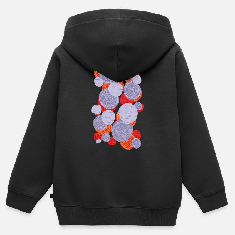 fleurs abstraites 001 - Sweat Premium à capuche zippé enfant bio - noir