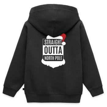 Cadeau Straight Outta Noël Pôle Nord - Sweat Premium à capuche zippé enfant bio - noir - Dos - AI Model Kid Male (0cm)