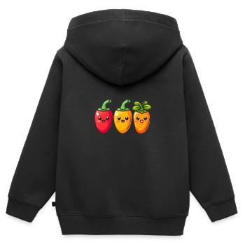 Chili - Kinder Premium Organic Zip Hoodie - Schwarz - Hinten - AI Model Kid Male (0cm)