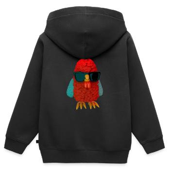Kühles rotes Huhn stark - Kinder Premium Organic Zip Hoodie - Schwarz - Hinten - AI Model Kid Male (0cm)
