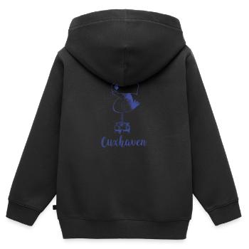 Cuxhaven Moewe - Kinder Premium Organic Zip Hoodie - Schwarz - Hinten - AI Model Kid Male (0cm)