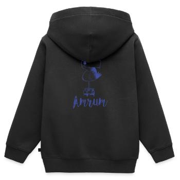 Amrum Moewe - Kinder Premium Organic Zip Hoodie - Schwarz - Hinten - AI Model Kid Male (0cm)