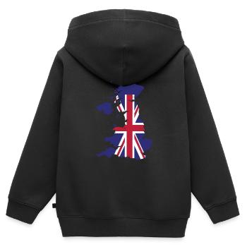 Großbritannien - Kinder Premium Organic Zip Hoodie - Schwarz - Hinten - AI Model Kid Male (0cm)