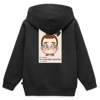 Liebe/Vermissen - Kinder Premium Organic Zip Hoodie - Schwarz - Hinten - AI Model Kid Male (0cm)