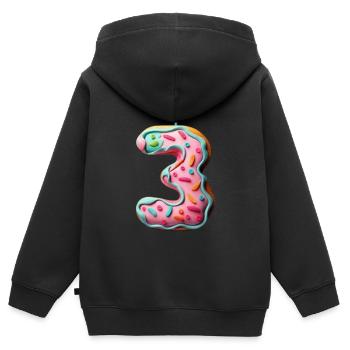 NUMMER 3 KUCHEN SWEET 3. GEBURTSTAG - Kinder Premium Organic Zip Hoodie - Schwarz - Hinten - AI Model Kid Male (0cm)
